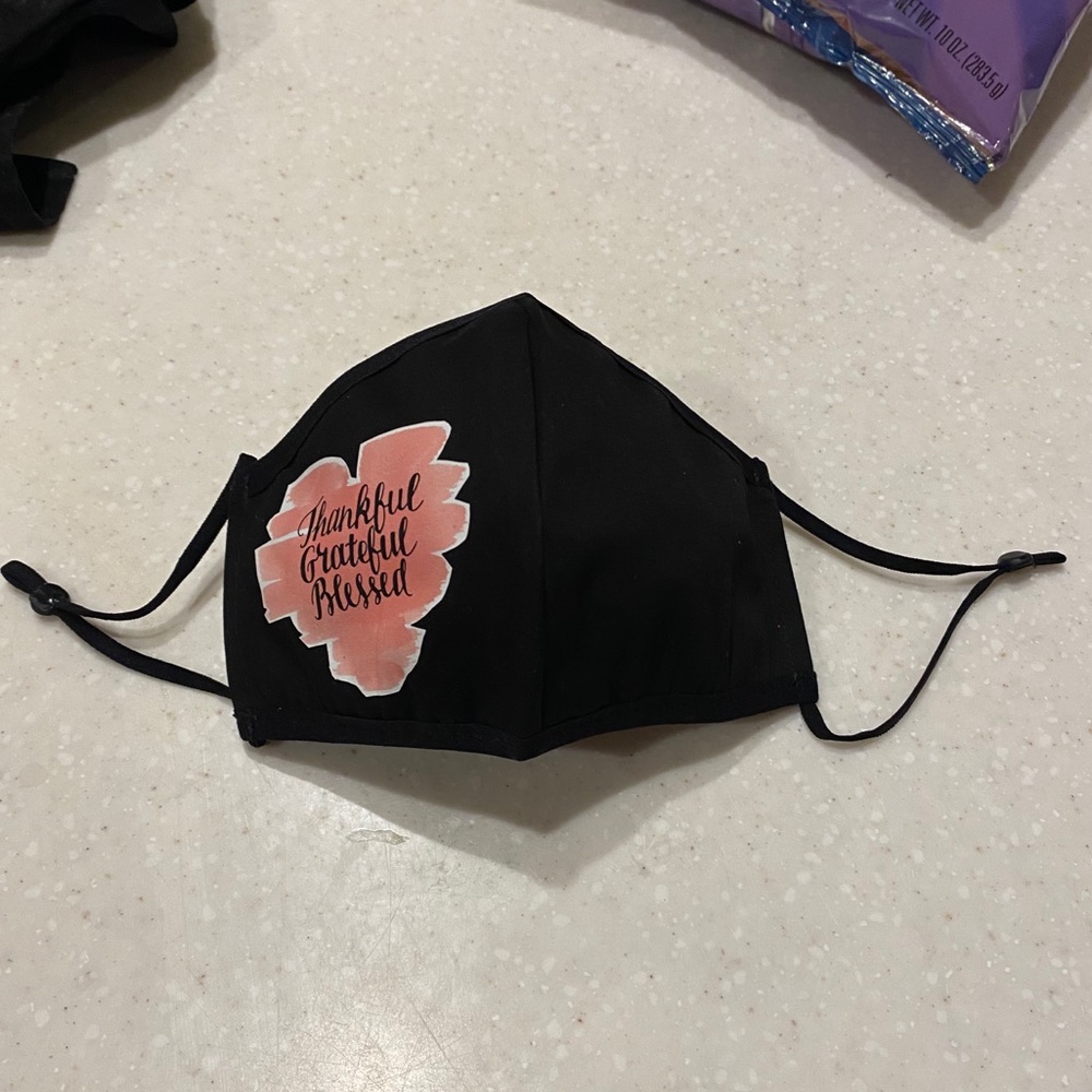 “Thankful, Grateful, Blessed” new mask.